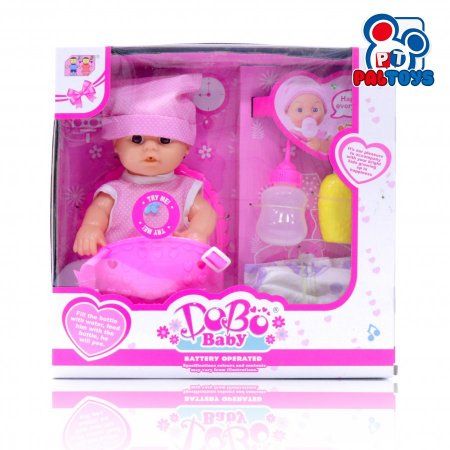 دمية Dobo Baby مع ادوات العناية بالطفل 